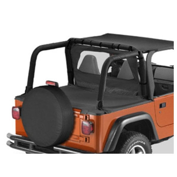 Full Sport Bar Covers w/ Center Hoop, Black Denim