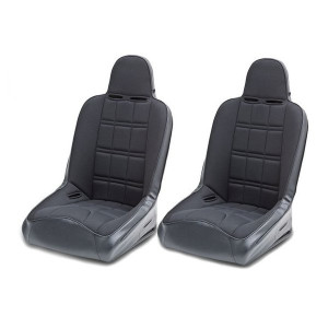 MasterCraft, Nomad Front Seats with Fixed Headrest in Black with Black Sides, for 76-06 Jeep CJ & Wrangler YJ, TJ, Unlimited MasterCraft, Nomad Front Seats with Fixed Headrest in Black with Black Sides, for 76-06 Jeep CJ & Wrangler YJ, TJ, Unlimited