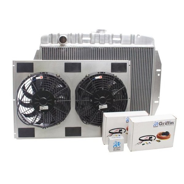 Griffin Radiator & Thermal Products, Offroad Series Short Core Aluminum Radiator Combo Unit, for 73-86 Jeep CJ's With GM V8 and Automatic Transmission Griffin Radiator & Thermal Products, Offroad Series Short Core Aluminum Radiator Combo Unit, for 73-86 Jeep CJ's With GM V8 and Automatic Transmission