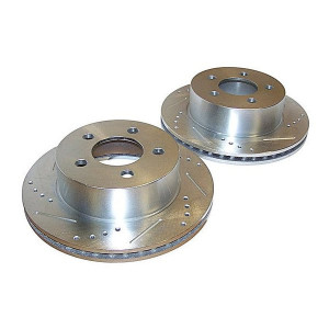 Crown Automotive, Drilled and Slotted Front Brake Rotor Set, for 99-06 Jeep Wrangler TJ, Unlimited and Cherokee XJ