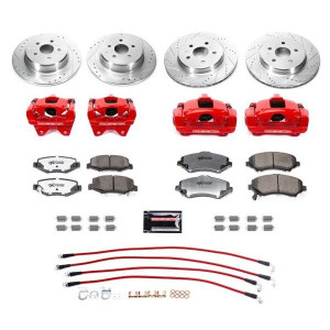 Power Stop, Big Brake Kit, with Calipers and Stainless Steel Brake Hoses for 07-18 Jeep Wrangler JK