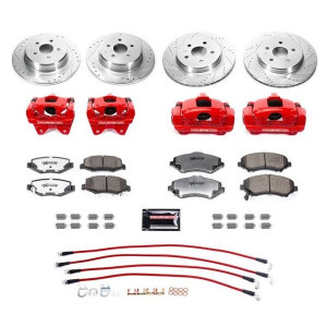 Power Stop, Big Brake Kit, with Calipers and Stainless Steel Extended Brake Hoses for 07-18 Jeep Wrangler JK