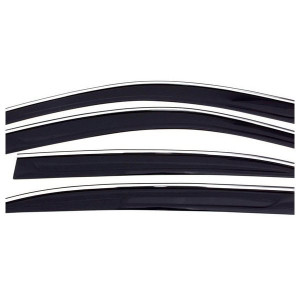 Window Deflector Ventvisor Low-Profile 4PC. Set in Smoke with Chrome Trim