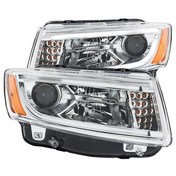 Projector Headlight with Plank Style Design, Chrome