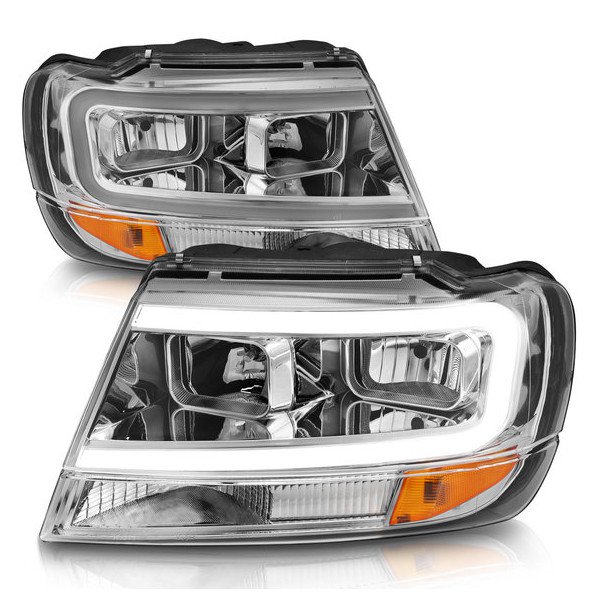 Anzo USA, Crystal Plank Style Headlights, with Chrome Housing for 99-04 Jeep Grand Cherokee WJ Anzo USA, Crystal Plank Style Headlights, with Chrome Housing for 99-04 Jeep Grand Cherokee WJ