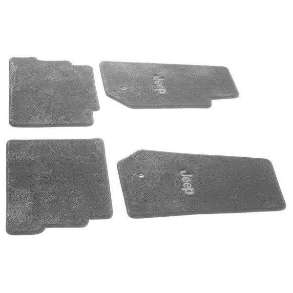 4-Piece Floor Mats in Gray with Silver Logo