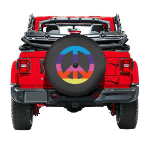 Peace Sign Logo Tire Cover, Rainbow - 33" Tire (285/70R17)
