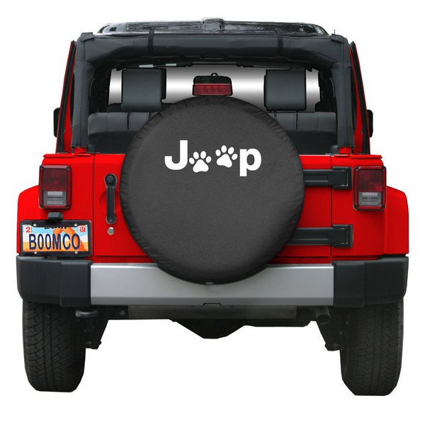 Boomerang Enterprises, Jeep Paw Print Logo Tire Cover, for 87-18 Jeep Wrangler YJ, TJ, & JK with 33in Spare Tire Boomerang Enterprises, Jeep Paw Print Logo Tire Cover, for 87-18 Jeep Wrangler YJ, TJ, & JK with 33in Spare Tire