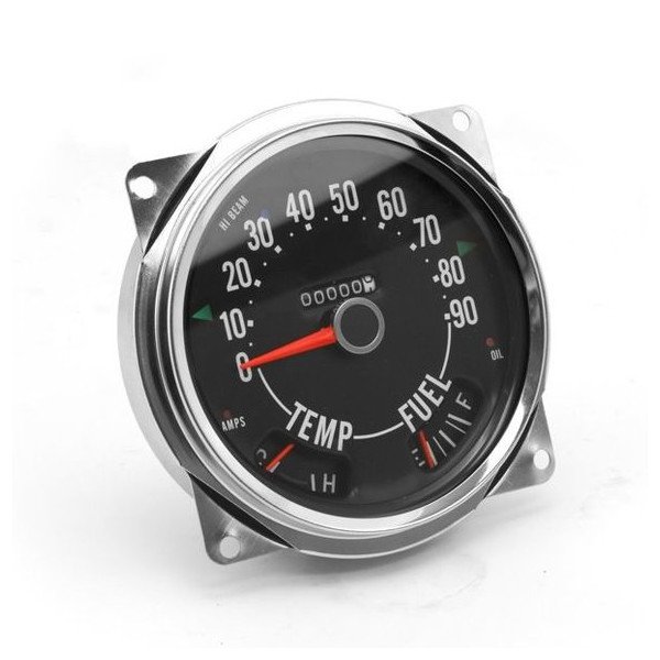 OMIX, Speedometer Cluster (0-90 MPH), for 55-79 Jeep CJ-5, CJ-6 & CJ-7