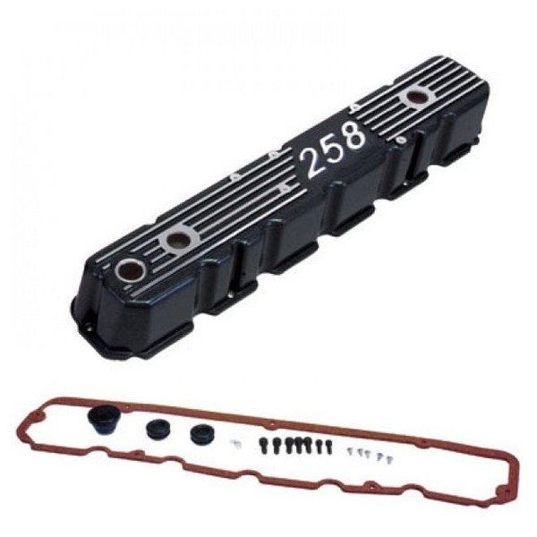 OMIX, Black Aluminum Valve Cover, for 81-87 CJ Series & Wrangler YJ with 4.2L 258c.i. Engine