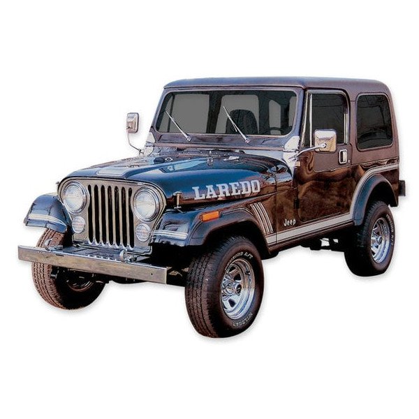 Phoenix Graphix, Laredo Vinyl Hood Graphics Kit, in Silver for 85-86 Jeep CJ-7 Laredo Phoenix Graphix, Laredo Vinyl Hood Graphics Kit, in Silver for 85-86 Jeep CJ-7 Laredo