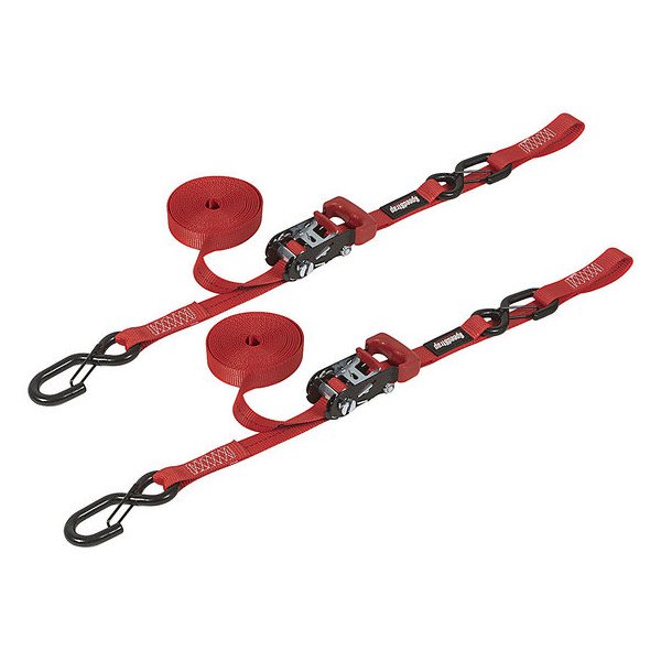 PRP Seats, SpeedStrap 1&Prime; x 15&prime; Ratchet Tie Down, in Red with Snap &lsquo;S&rsquo; Hooks and Soft Tie