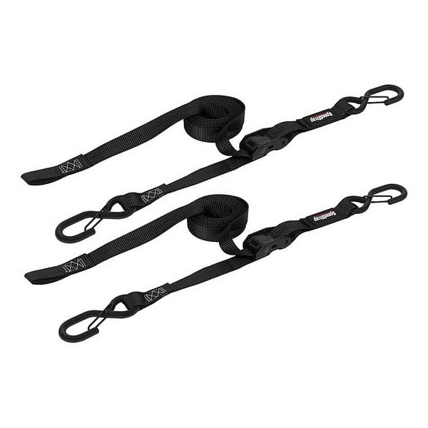 PRP Seats, SpeedStrap 1&Prime; x 10&prime; CAM-Lock Tie Down, in Black with Snap &lsquo;S&rsquo; Hooks and Soft Tie