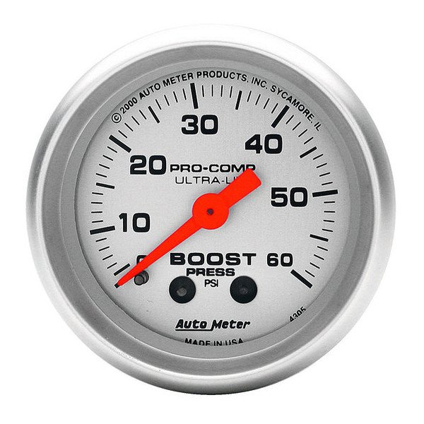 Auto Meter, 2-1/16" Boost Gauge, 0-60 PSI, Ultra-Lite, Universal