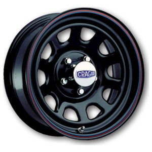 Cragar, Series 342 Black "D" Window Wheel / 16x7" / 5 on 5" / 4.0" Backspacing, Universal