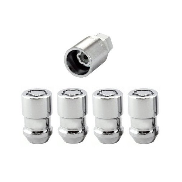 McGard, Wheel Lock Set with Key, 4 Piece in 3/4 & 13/16 Dual Hex Drive & Chrome Finish for Jeep CJ & Wrangler