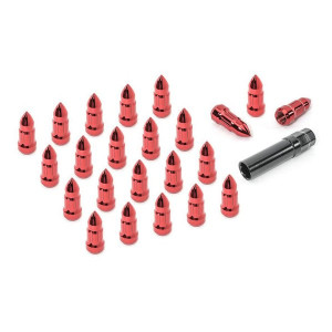 Alloy USA, Bullet Style Lug Nut Kit in Red, for 87-18 Jeep Vehicles