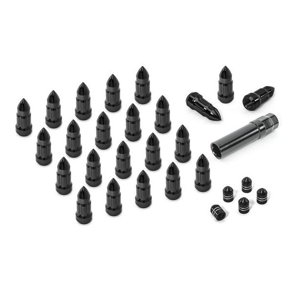 Bullet Style Lug Nut Kit with Aluminum Valve Stem Caps