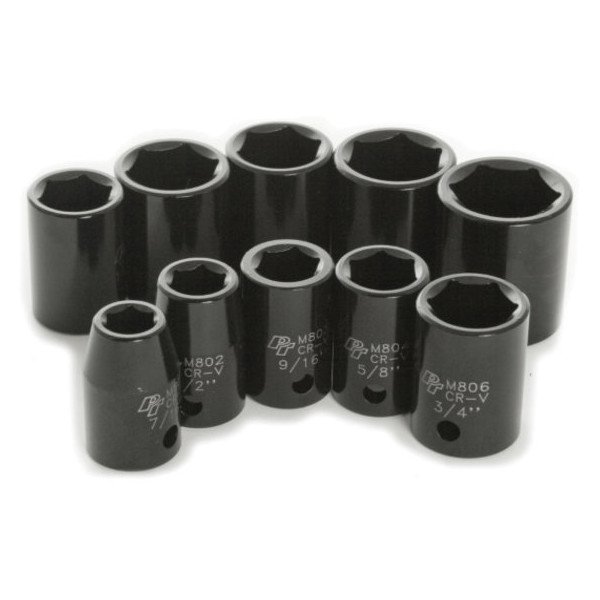 Performance Tool, 10 Piece 1/2" Drive SAE Impact Socket Set, Universal