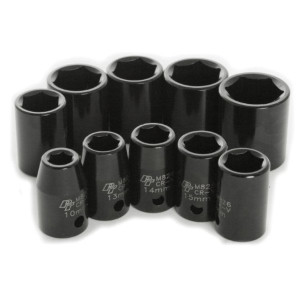 Performance Tool, 10 Piece 1/2" Drive Metric Impact Socket Set, Universal