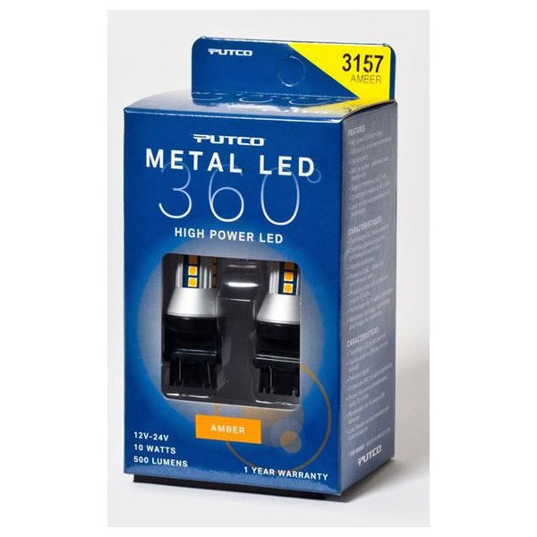 Putco, Metal 360 LED 3157 Amber Front Turn Signal Lamp Bulbs, for 07-18 Jeep Wrangler JK