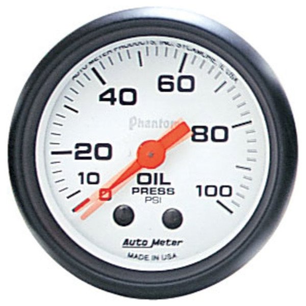 Auto Meter, Phantom Series 2 1/16" Diameter Electrical Oil Pressure Gauge 0-100 PSI, Universal