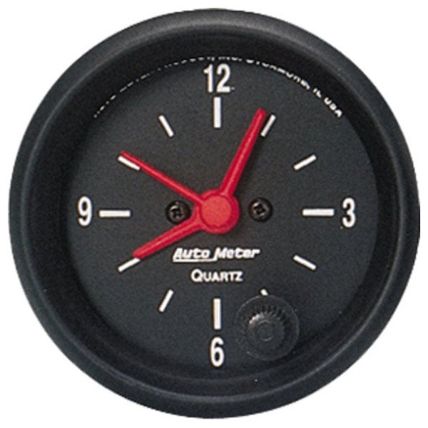 Auto Meter, Black Faced Mechanical 2-1/16" Clock Gauge, Universal Auto Meter, Black Faced Mechanical 2-1/16" Clock Gauge, Universal