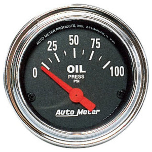 Auto Meter, 2 1/16" Diameter Electrical Oil Pressure Gauge (Measures from 0 - 100 PSI), Universal Auto Meter, 2 1/16" Diameter Electrical Oil Pressure Gauge (Measures from 0 - 100 PSI), Universal