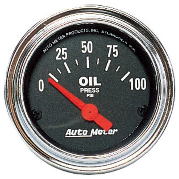 Auto Meter, 2 1/16" Diameter Electrical Oil Pressure Gauge (Measures from 0 - 100 PSI), Universal