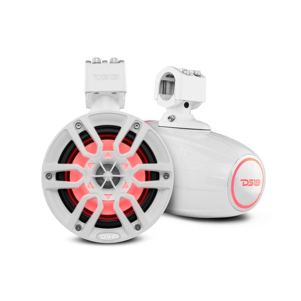 Hydro Marine Water Resistant Tower Speakers with Integrated RGB LED Lights, 6.5" Speakers - White Hydro Marine Water Resistant Tower Speakers with Integrated RGB LED Lights, 6.5" Speakers - White