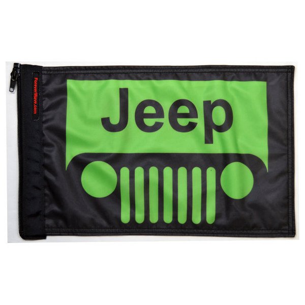 Forever Wave, 12" x 18" Colored Jeep Grille Logo Flags, Jeep Grille Flag in Lime Green Forever Wave, 12" x 18" Colored Jeep Grille Logo Flags, Jeep Grille Flag in Lime Green
