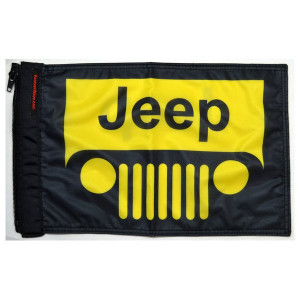 Forever Wave, 12" x 18" Colored Jeep Grille Logo Flags, Jeep Grille Flag in Yellow