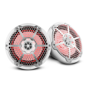 DS18, Hydro 2-Way Marine Water Resistant Speakers with Integrated RGB LED Lights, 8" Speakers in White