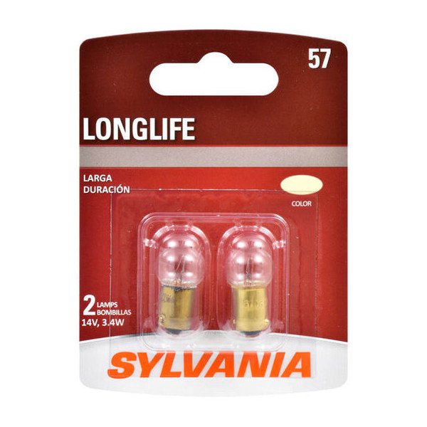 Sylvania, #57 Long Life Mini Bulb 2 Pack, Universal