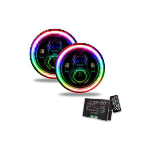 Oracle Lighting, 7" High Powered LED Headlight Pair, with RGB ColorSHIFT 2.0 Halo for 55-86 Jeep CJ with 12 volt system, 97-06 Jeep Wrangler TJ & Unlimited, and 07-18 Jeep Wrangler JK Oracle Lighting, 7" High Powered LED Headlight Pair, with RGB ColorSHIFT 2.0 Halo for 55-86 Jeep CJ with 12 volt system, 97-06 Jeep Wrangler TJ & Unlimited, and 07-18 Jeep Wrangler JK