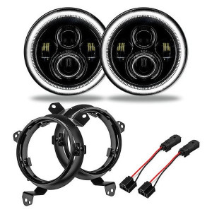 Oracle Lighting, 7" High Powered Projector LED Headlight Pair, with Amber Halo Ring