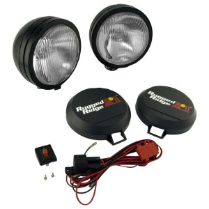 Rugged Ridge, HID Offroad 5" Round Fog Light Kit (Pair) in Black, Universal Rugged Ridge, HID Offroad 5" Round Fog Light Kit (Pair) in Black, Universal