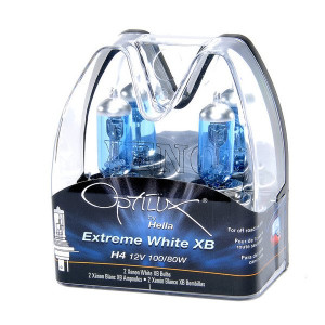 Hella, Optilux by Extreme White H4 12V 100/80W XB Bulb Pair, Universal