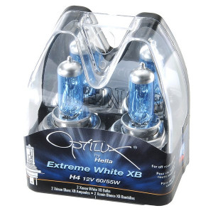 Hella, Optilux by Extreme White H4/9003 12V 60/55W XB Bulb Twin Pack, Universal