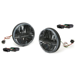 Truck-Lite, 7" Round LED Headlight Kit with PWM Adaptors by Rigid Industries, for 07-18 Jeep Wrangler JK