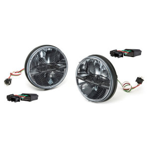 Truck-Lite, 7" Round Heated LED Headlight Kit with PWM Adaptors by Rigid Industries, for 07-18 Jeep Wrangler JK