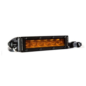 Diode Dynamics, 6" Stage Series Straight LED Flood Light, with Amber Wide Beam Pattern-Single Diode Dynamics, 6" Stage Series Straight LED Flood Light, with Amber Wide Beam Pattern-Single