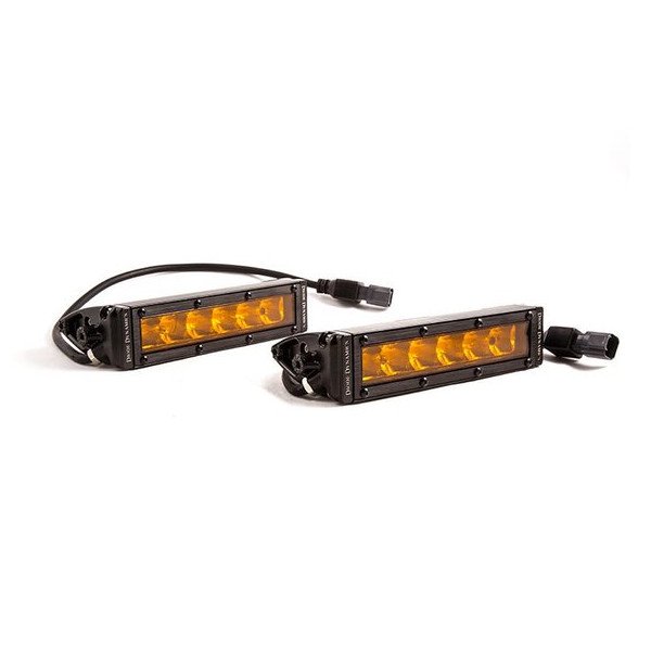 Diode Dynamics, 6" Stage Series Straight LED Flood Light, with Amber Driving Beam Pattern-Pair Diode Dynamics, 6" Stage Series Straight LED Flood Light, with Amber Driving Beam Pattern-Pair