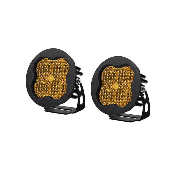 Diode Dynamics, Stage Series 3" Round LED Pod, Yellow Pro Flood Pair