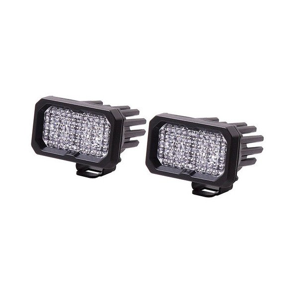 Diode Dynamics, Stage Series 2" SSC2 Rectangular LED Pod Pair, White Output Amber Backlight Sport Flood Pair
