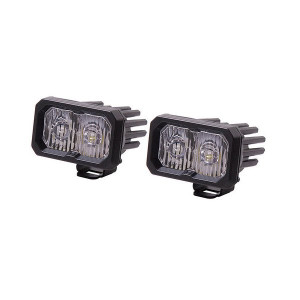Diode Dynamics, Stage Series 2" SSC2 Rectangular LED Pod Pair, White Output Amber Backlight Pro SAE Driving Pair