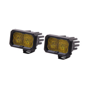 Diode Dynamics, Stage Series 2" SSC2 Rectangular LED Pod Pair, Yellow Output Amber Backlight Pro SAE Fog Pair