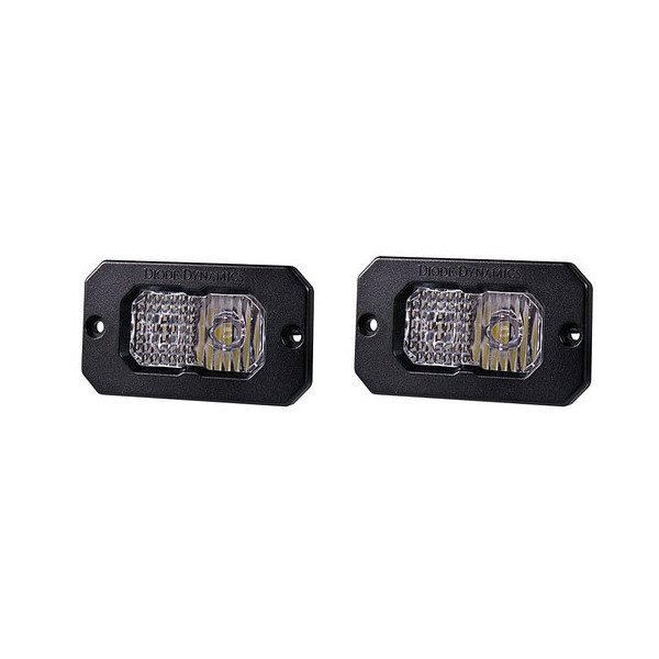Diode Dynamics, Stage Series 2" C2 Flush LED Pod Pair, White Output Amber Backlight Sport Combo Pair