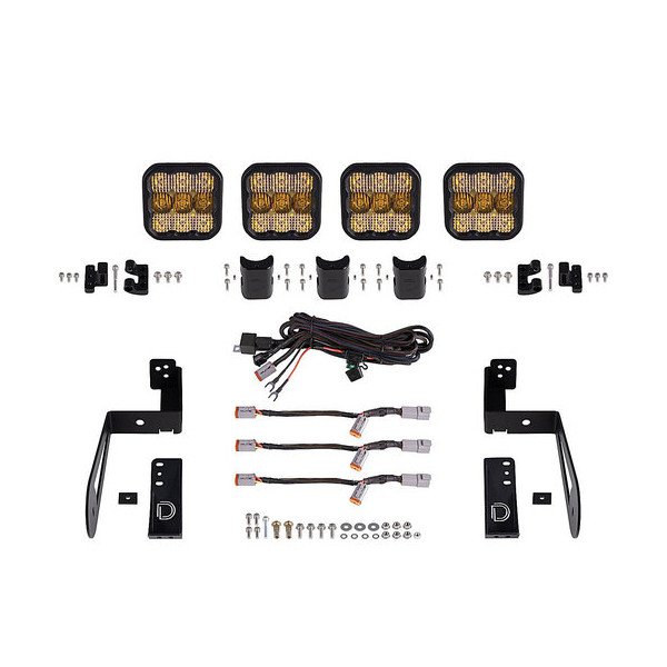Diode Dynamics, SS5 4-Pod CrossLink Grille Lightbar Kit Sport Yellow Combo, for 07-18 Jeep Wrangler JK