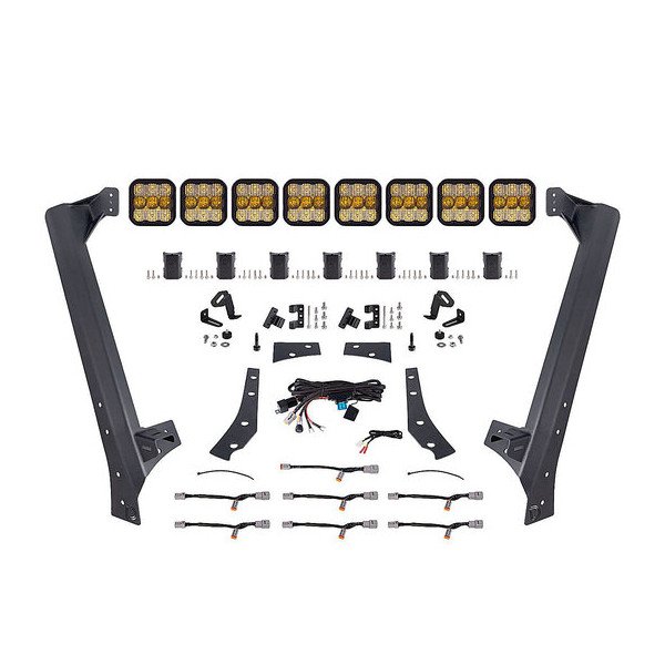Diode Dynamics, SS5 CrossLink Windshield Yellow Combo Lightbar Kit, Pro Kit for 07-18 Jeep Wrangler JK